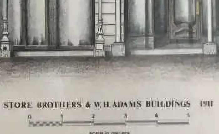 Framed Print of Store Brothers & W.H. Adams Buildings 1911