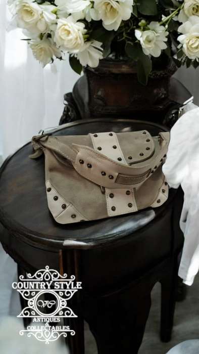 Suede and leather shoulder clutch