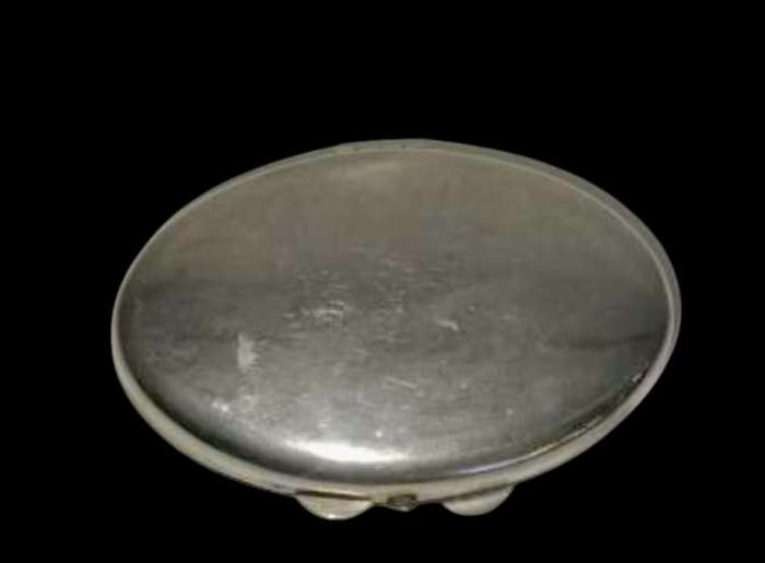Antique silver plate oval-shaped vesta case