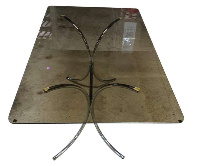 Mid-century Retro Contemporary Glass Top Six Seater Table