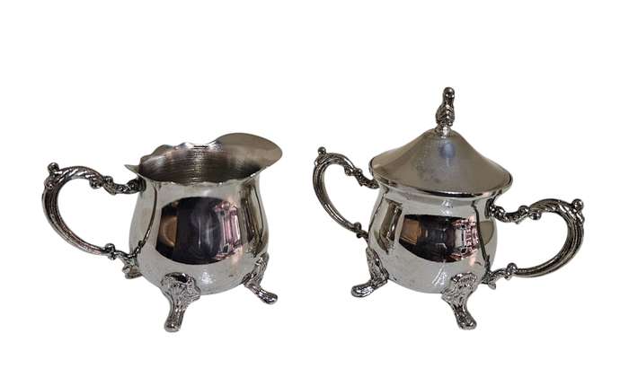 Small Silver Plated Sugar & Milk Creamer
