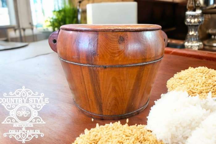 Antique Chinese Wooden Rice Pot Bucket