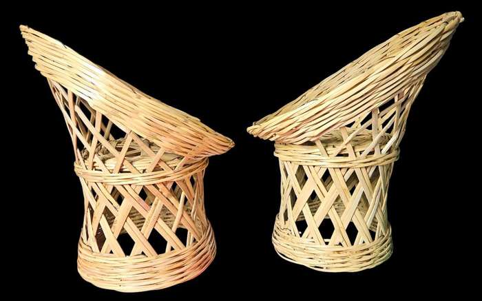 Vintage weaved miniature bamboo chairs