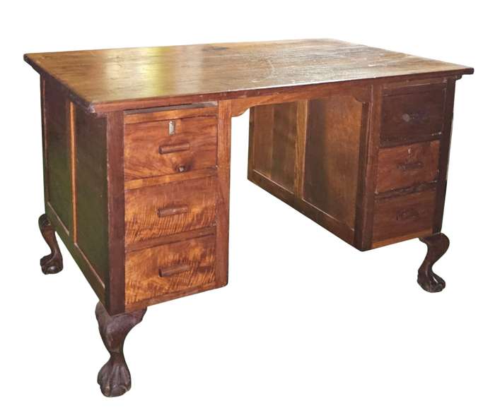 Imbuia 6 Drawer Desk