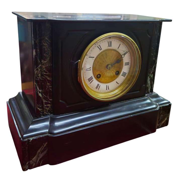 19th-century French slate stone mantel clock