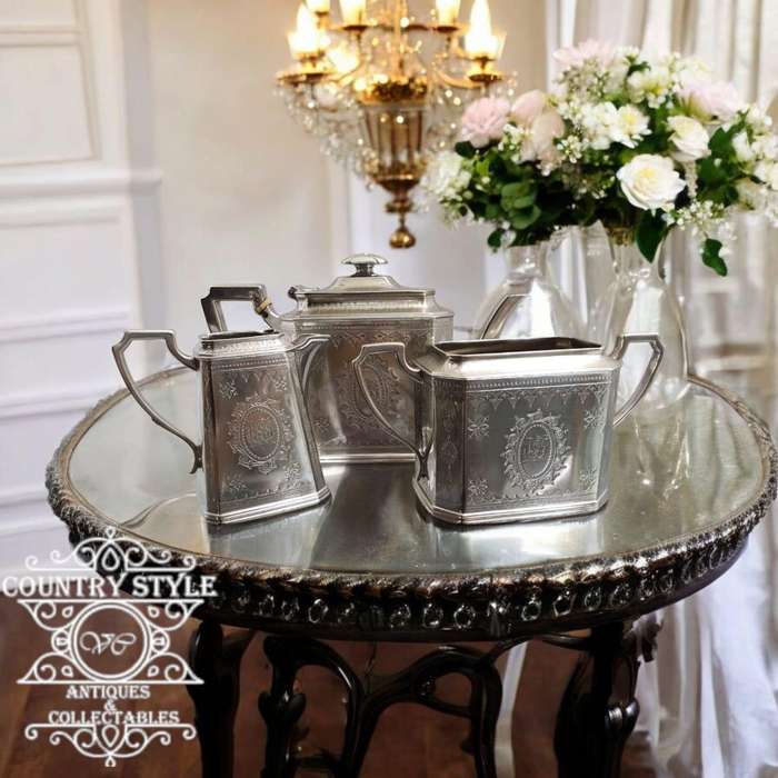 Antique crafted silver tea and coffee set
