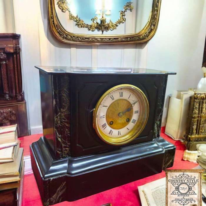 19th-century French slate stone mantel clock
