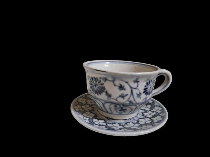 6 vintage pottery demitasse coffee cups