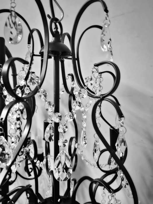 Black metal and crystal chandelier