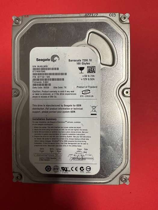 Seagate 160GB 7200RPM SATA 3.0 Gbps 3.5 inch Barracuda Hard Drive