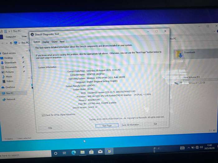 Lenovo G505 (AMD A6-5200 AT 2.0 GHz with Radeon R3 graphics), 500gb HDD and 4gb PC3L RAM