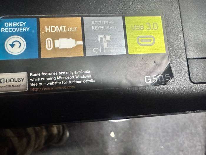 Lenovo G505 (AMD A6-5200 AT 2.0 GHz with Radeon R3 graphics), 500gb HDD and 4gb PC3L RAM