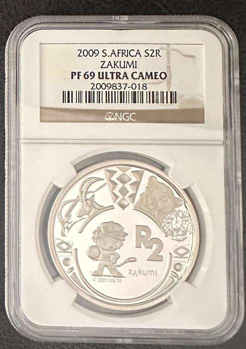 2009 Zakumi Maskot World Cup R2 1oz Silver coin PF69 NGC