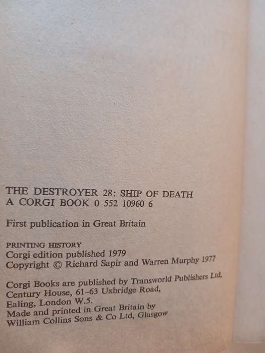 The Destroyer No. 28, Ship of Death by Richard Sapir & Warren Murphy