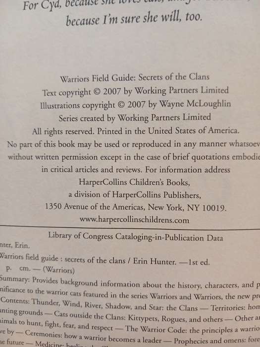 Warriors, Field Guide, Secrets of the Clans by Erin Hunter