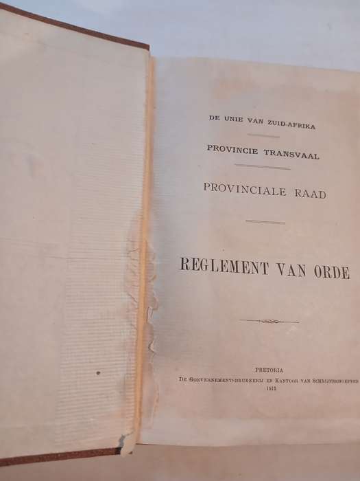 Reglement van Orde van de Provinciale Raad, De Unie Van Zuid-Afrika 1913
