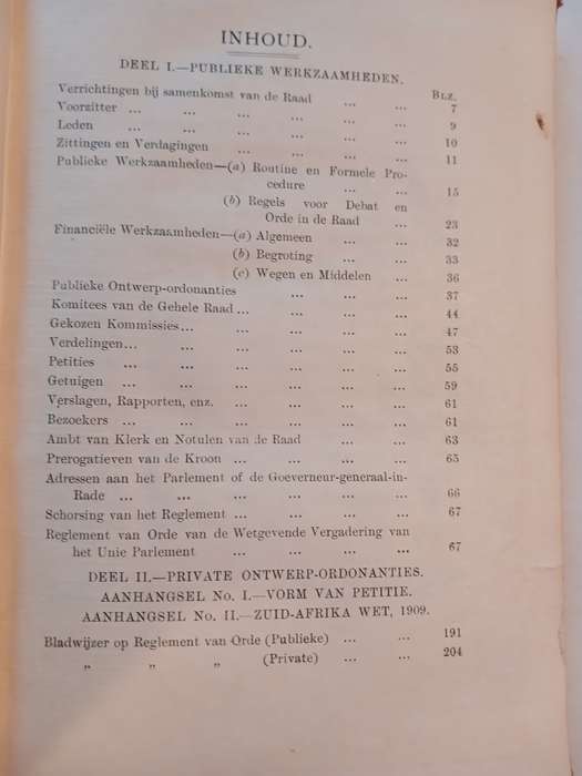 Reglement van Orde van de Provinciale Raad, De Unie Van Zuid-Afrika 1913