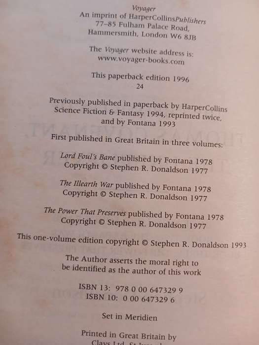The Chronicles of Thomas Covenant, The Unbeliever, Trilogy by Stephen Donaldson