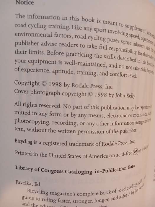 Complete Book of Road Cycling Skills by Ed Pavelka