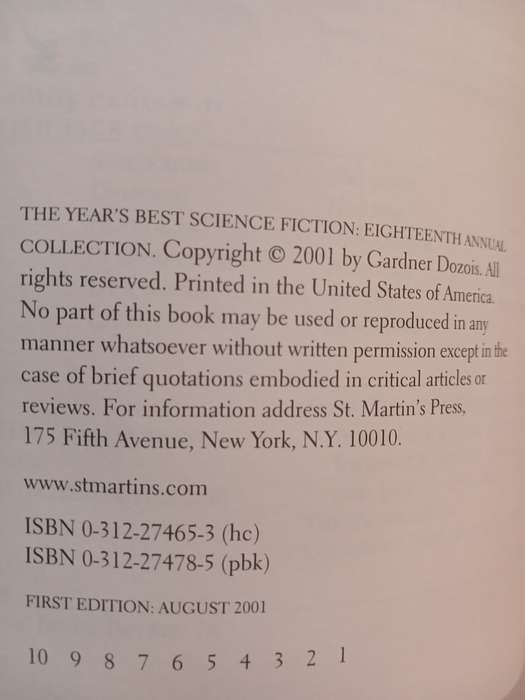 The Years Best Science Fiction, Eighteenth Annual Collection
