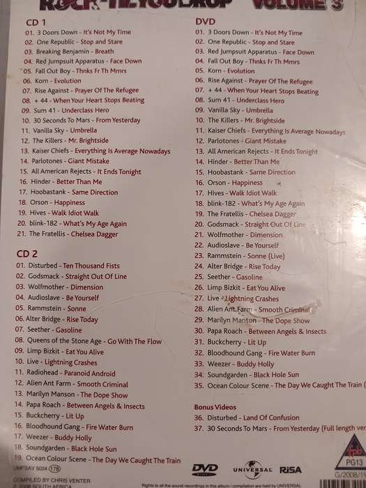 Rock Til You Drop Volume 3, 2 x CD & DVD