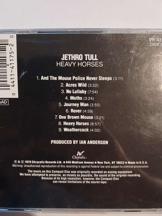 Jethro Tull, Heavy Horses CD, US