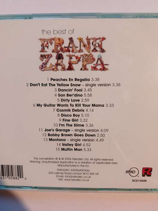 Frank Zappa, The Best Of CD, Europe