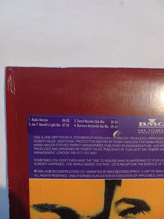 Robert Miles featuring Maria Nayler, One & One CD single