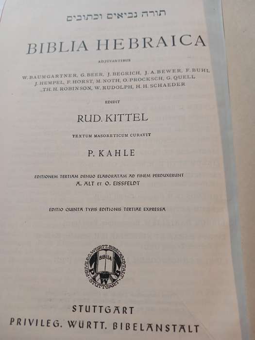 Biblia Hebraica edidit Rudolf Kittel, 1949