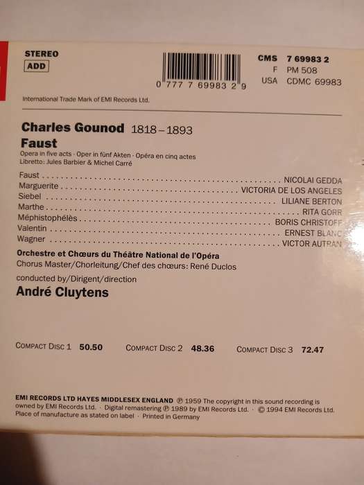 EMI Classics, Faust, 3 x CD, Remastered, Germany