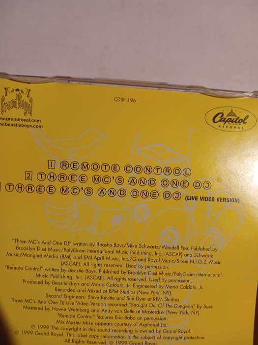 Beastie Boys, Remote Control / Three MC's and One DJ CD single, US