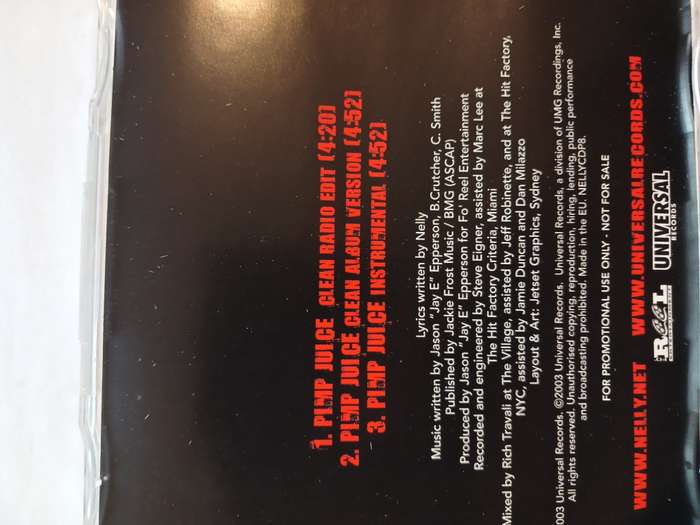 Nelly, Pimp Juice CD single, Promo, EU