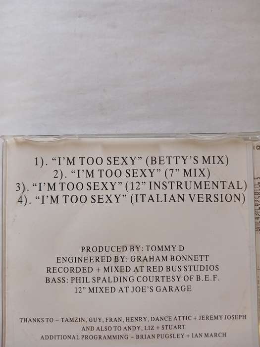 Right Said Fred, I'm Too Sexy CD single, UK