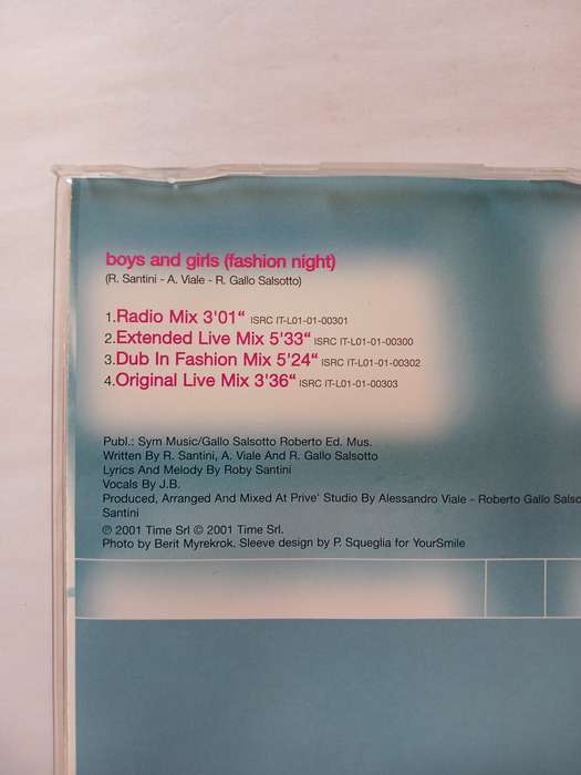 Souvenir D'Italie, Boys and Girls (Fashion Night) CD single, Italy
