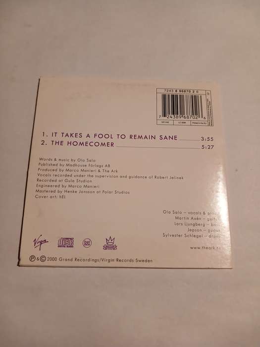 The Ark, It Takes A Fool To Remain Sane CD single, Sweden