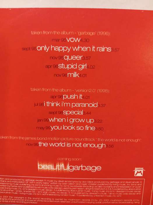Garbage, Previous Garbage CD, Promo, UK