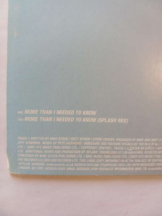 Scooch, More Than I needed to Know CD single