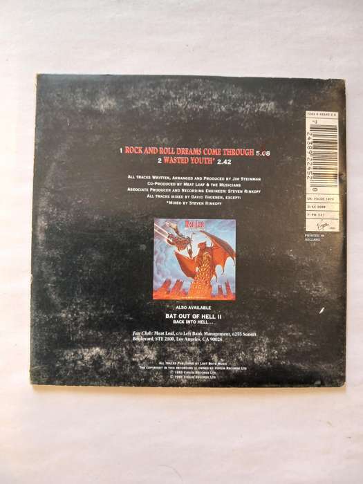 Meat Loaf, Rock and Roll Dreams Come Through CD single, EU