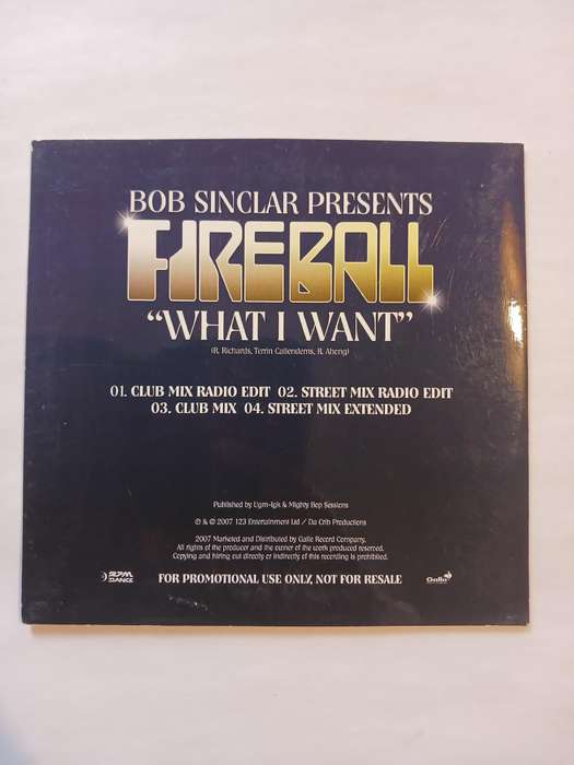 Bob Sinclar, Fireball "What I Want" CD single, Promo
