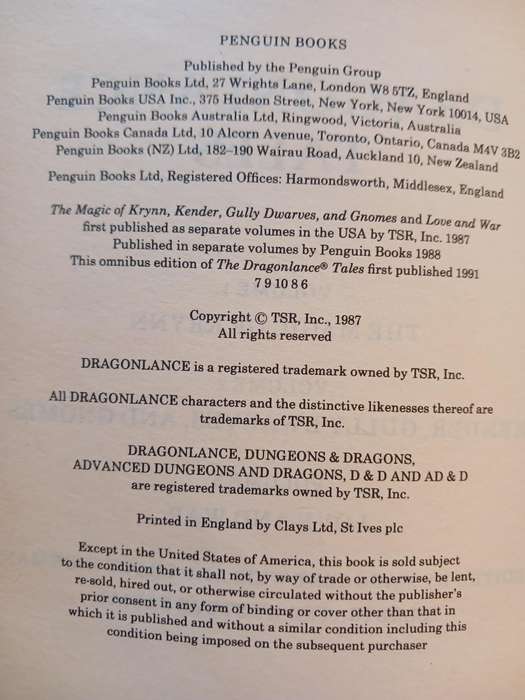 Dragon Lance Tales edited by Margaret Weis & Tracy Hickman
