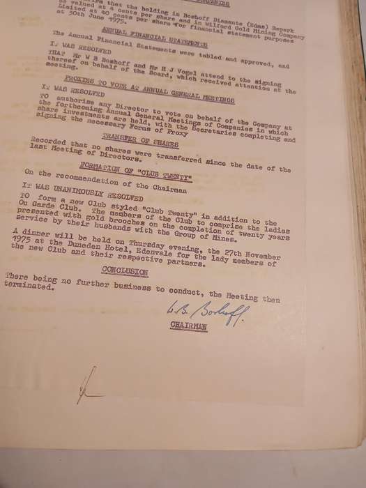 Primrose Gold Mining Company Directors' Minutes 1973-1981