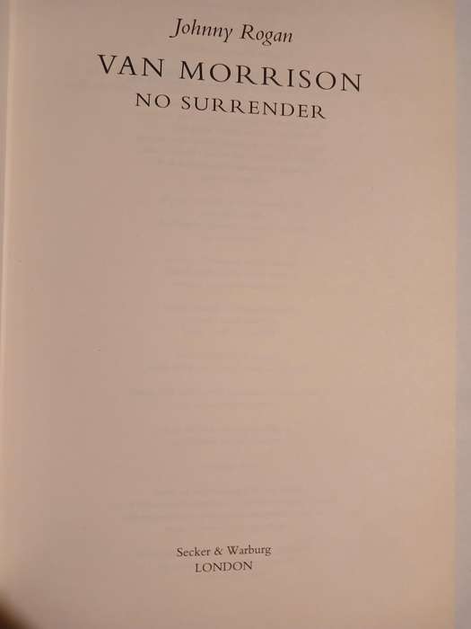 Van Morrison, No Surrender by Johnny Rogan