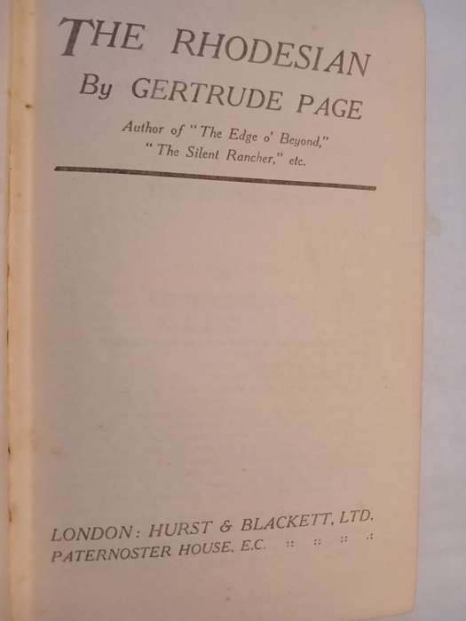 The Rhodesian by Gertrude Page