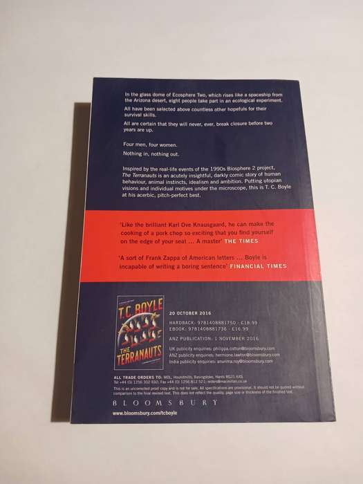 The Terranauts by T.C. Boyle, Uncorrected Proof