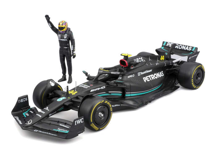 Mercedes-AMG F1 W143 2023 with driver  #44 Lewis Hamilton - 1/24 Scale (Burago18-28037)