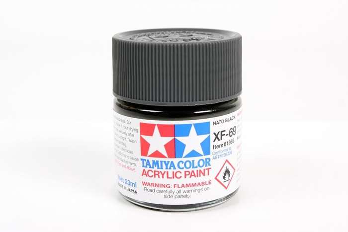 Flat NATO Black Acrylic Paint 23ml (Tamiya XF-69)