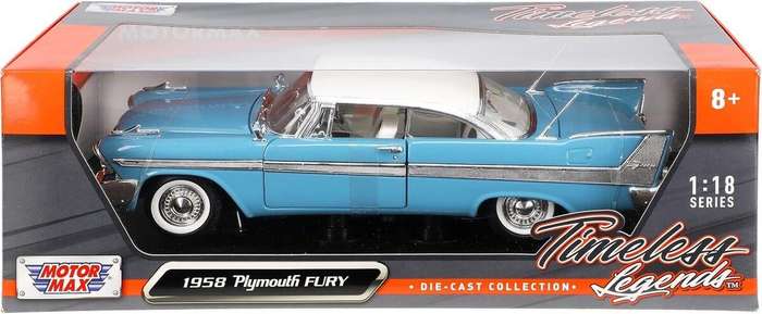 Plymouth Fury Light Blue W/ White  1958 - 1/18  (Motormax MOT73115)