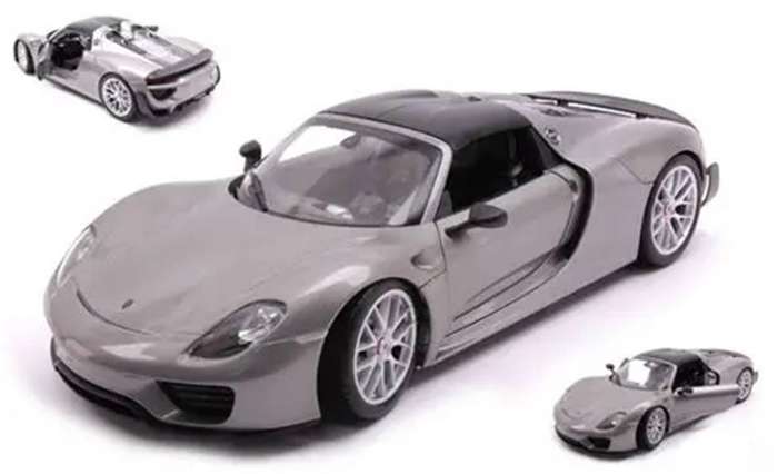Porsche 918 Spyder Silver 1/24 Scale WELLY 24055HYELLOW