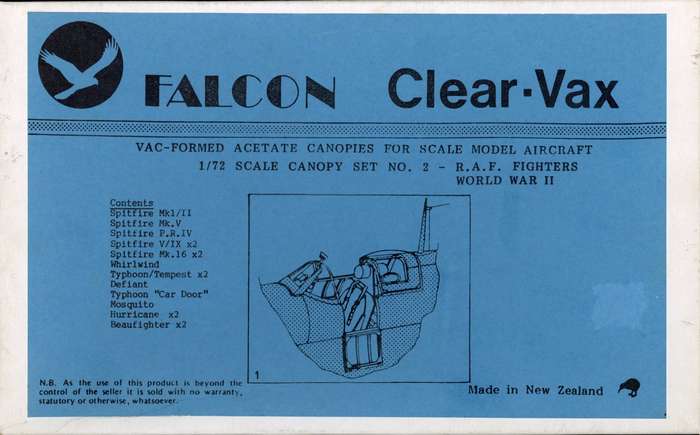 Clear Vax RAF Fighters WWII - 1/72 (Falcon)(VAX2)(ON0353)