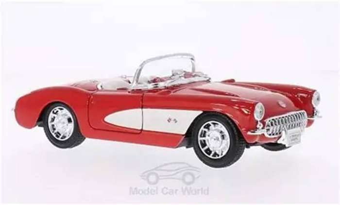 Chevrolet Corvette Red/White 1957 1/24 Scale WELLY 29393R